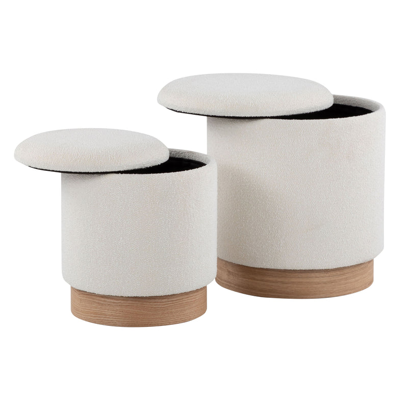 Marla - Contemporary, Nesting Ottoman Set - Natural / Cream