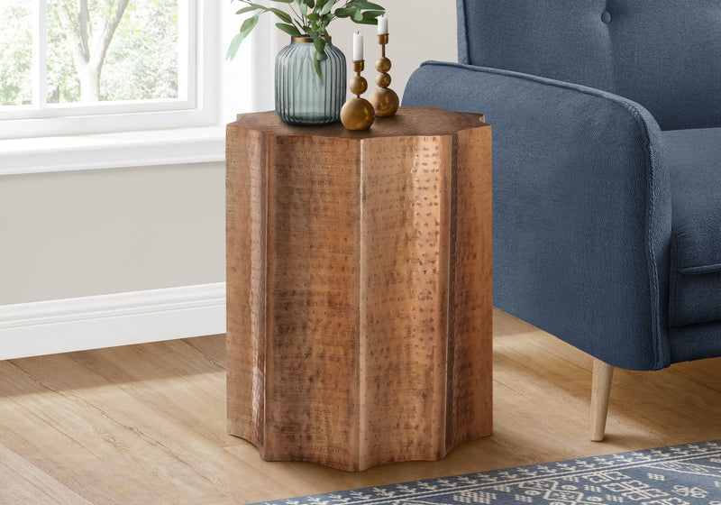 Drum Accent Side Table, Stylish Scalloped Design