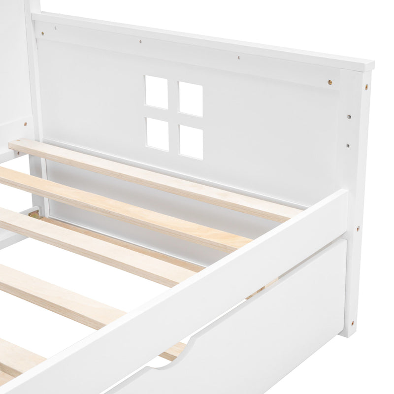 Wooden Daybed With Trundle And Sensor Light