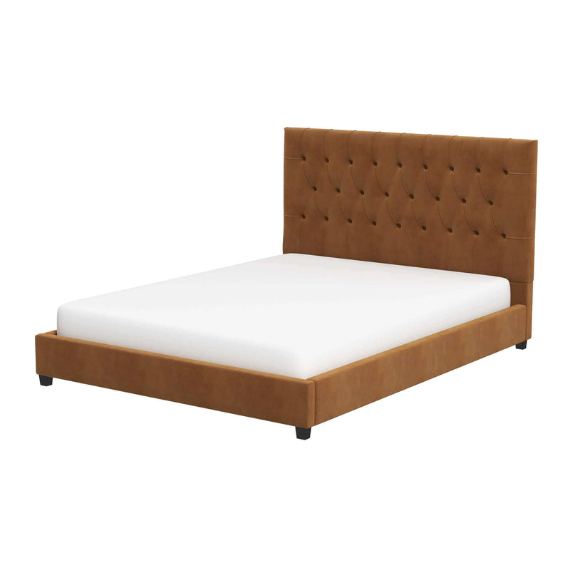 Donald - Mid-Century Modern Velvet Platform Bed