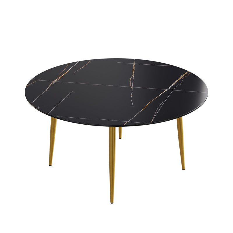 Modern Man-Made Stone Round Dining Table-Position For 6 People