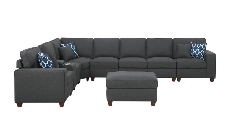 Hannah - Sectional Sofa With Ottoman - Dark Gray