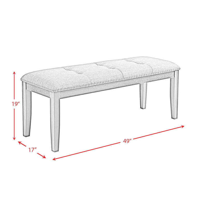 Everdeen - Bench with Grey Fabric and Nail Heads - Charcoal