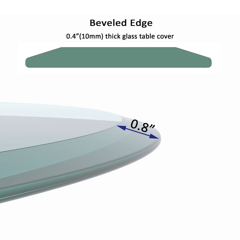 Round Tempered Glass Table Top Glass Thick Beveled Polished Edge