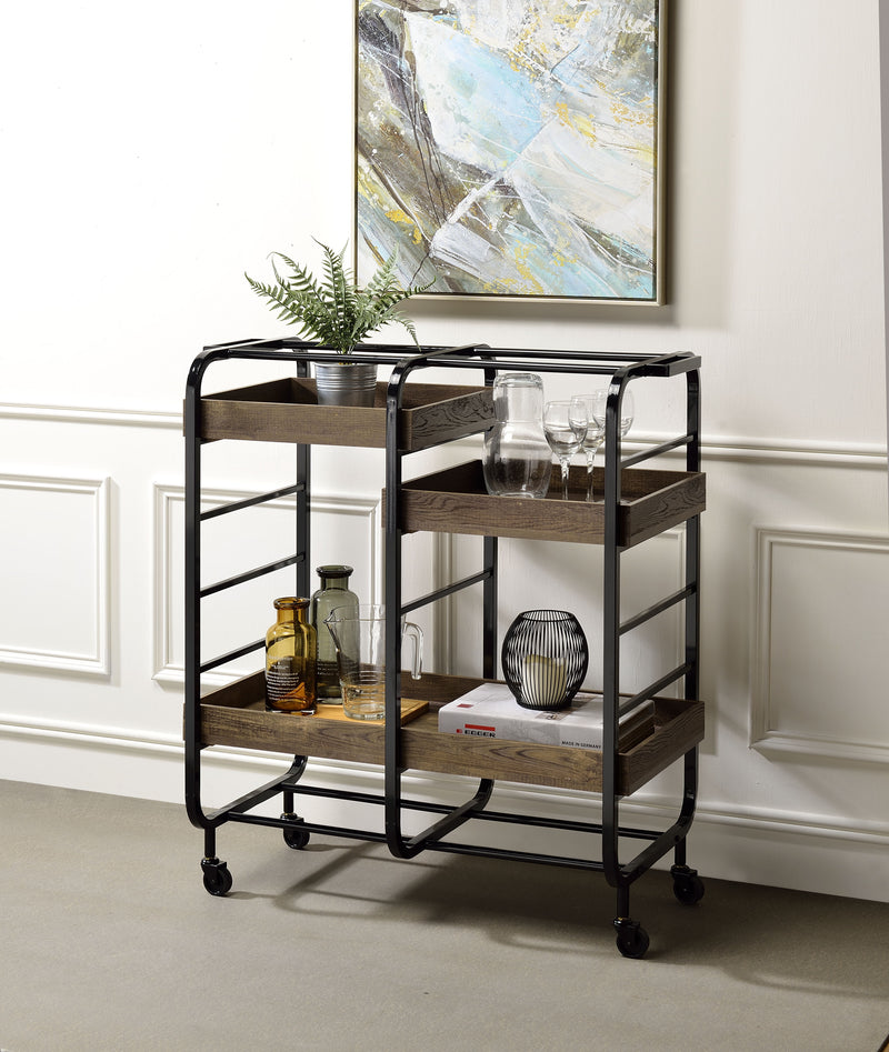 Vorrik - Serving Cart - Black / Walnut