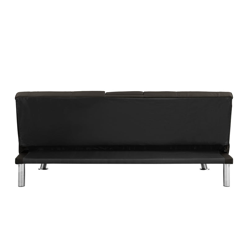 Sofa Bed With Armrest Two Holders Wood Frame, Stainless Leg Futon