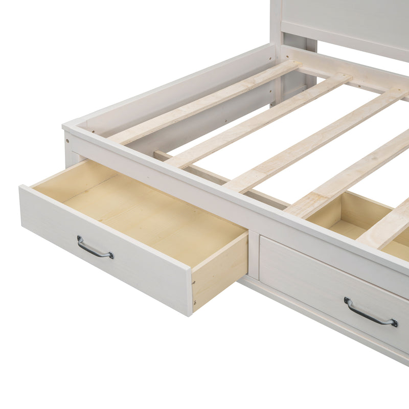 Twin Size Wooden Daybed with 3 Storage Drawers, Upper Soft Board, shelf, and a set of Sockets and USB Ports, White