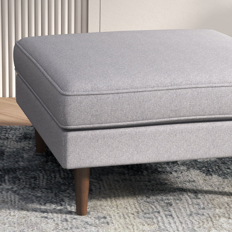 Amber - Square Upholstered Ottoman Linen