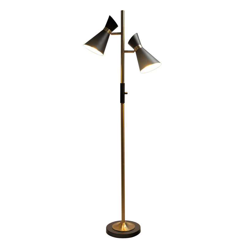 Axis - Floor Lamp With 4 Way Switch Double Spots With Base - Black / Gold