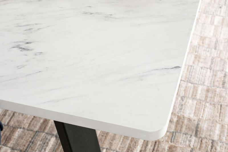 Mayer - Rectangular Faux Marble Dining Table - White - Atlantic Fine Furniture Inc