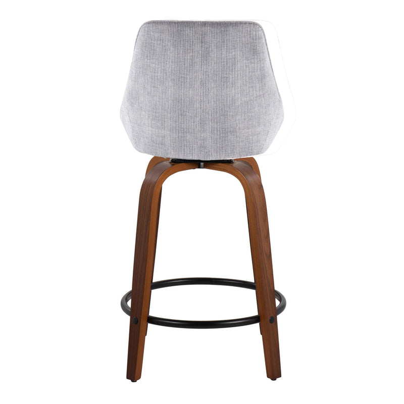 Diana - Contemporary, Fixed Height Counter Stool With Swivel & Round Footrest (Set of 2)