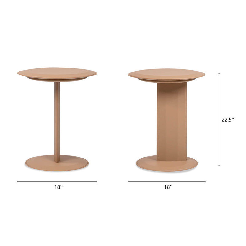 Mode - Leatherette Round C-Shaped Sofa Side Table - Saddle Brown