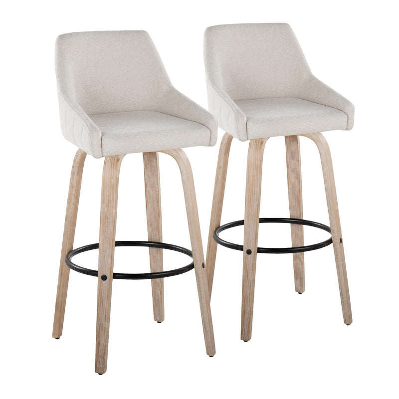 Hannah - Transitional Fixed Height Barstool With Swivel With Round Footrest (Set of 2)