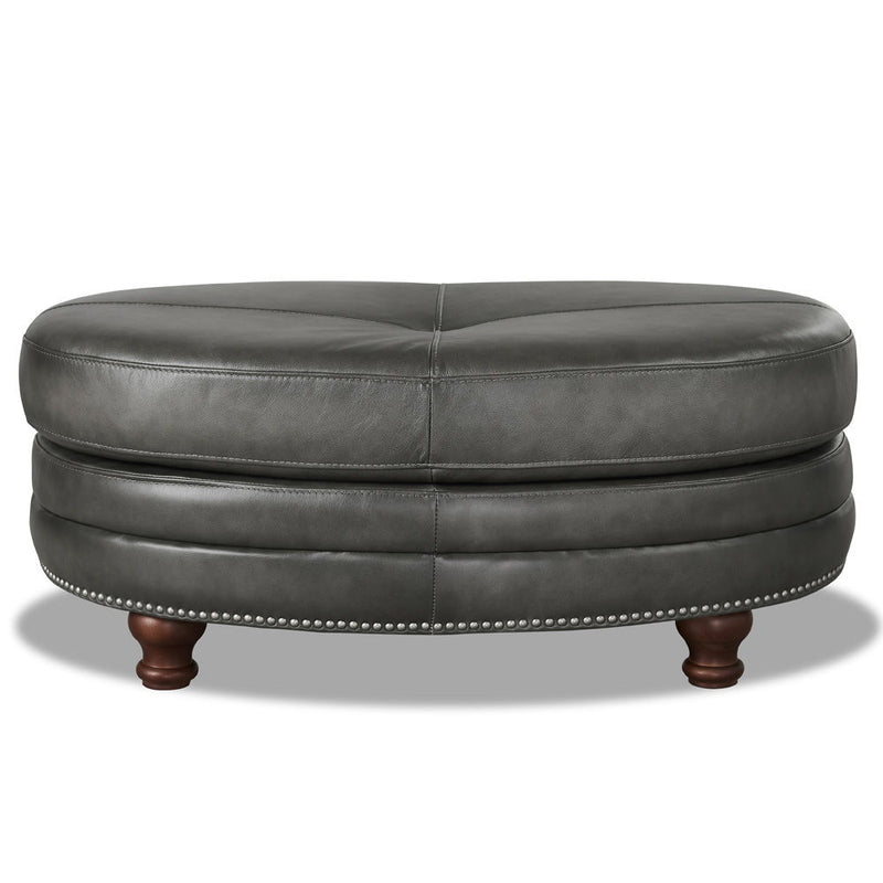 Belfast - Top Grain Leather Oval Ottoman