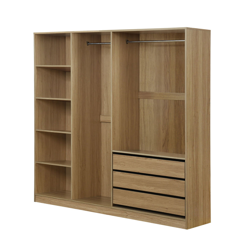 Doorless Storage Wardrobe For Dedroom With Shelves And 3 Drawers