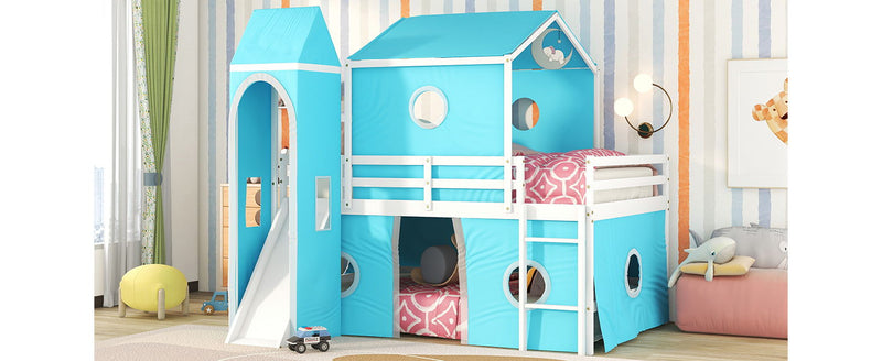 Loft Bed With Slide Tent And Tower