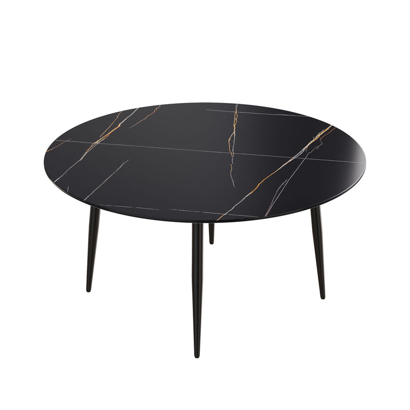 Modern Man-Made Stone Round Dining Table-Position For 6 People