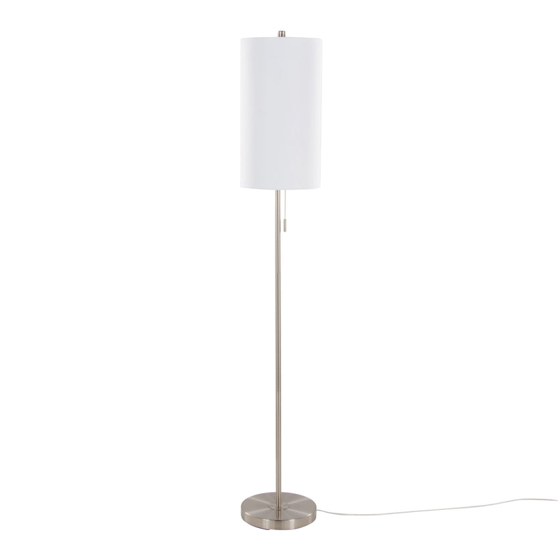 Bounty - Contemporary Floor Lamp - Nickel / White