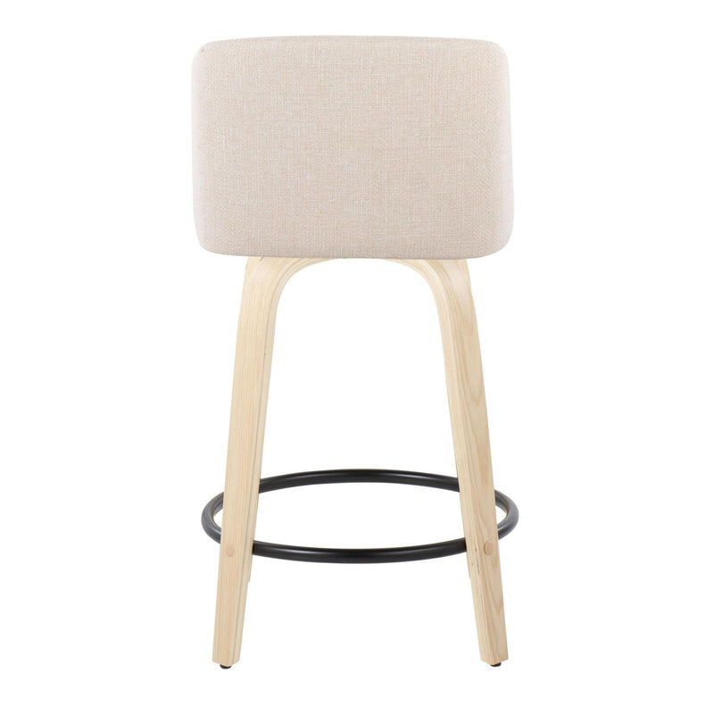 Toriano - Contemporary, Fixed Height Counter Stool With Swivel And Round Footrest (Set of 2)