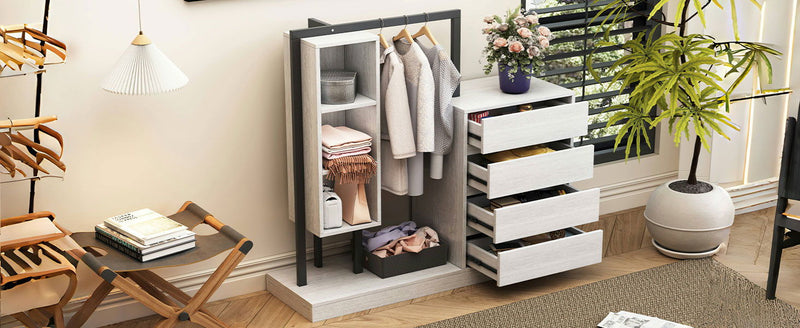 Wardrobe With 4 Drawers And 3 Shelves