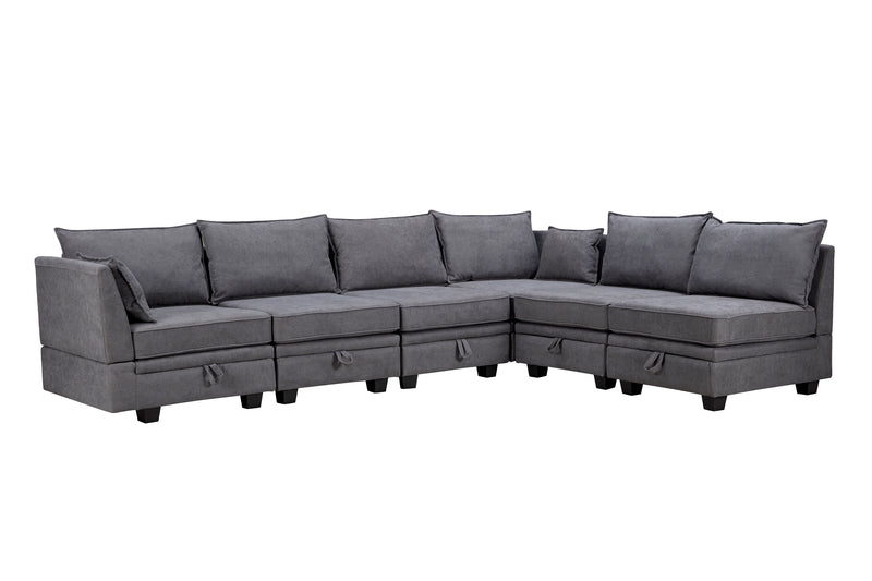 U_Style Modern Large U-Shape Modular Sectional Sofa, Convertible Sofa Bed with Reversible Chaise for Living Room, Storage Seat