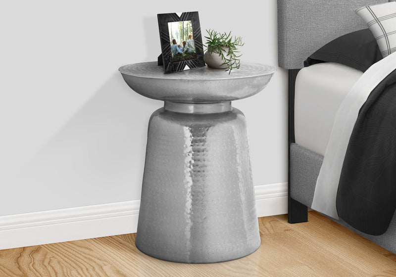 Drum Accent Side Table, Hammered Texture