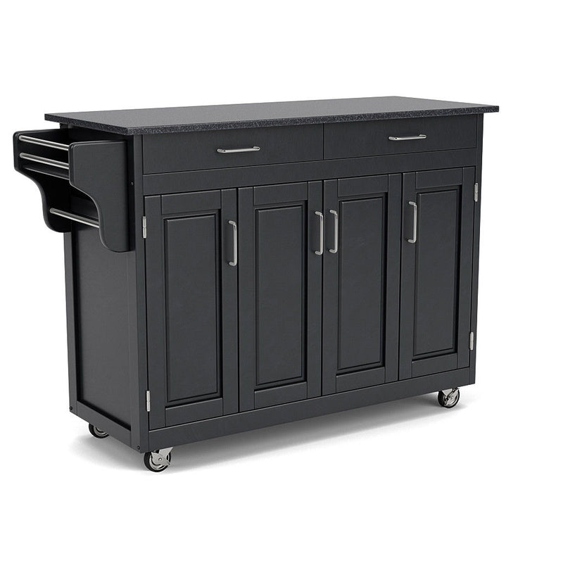 Create-A-Cart - 4 Doors Kitchen Cart - Black Granite Top