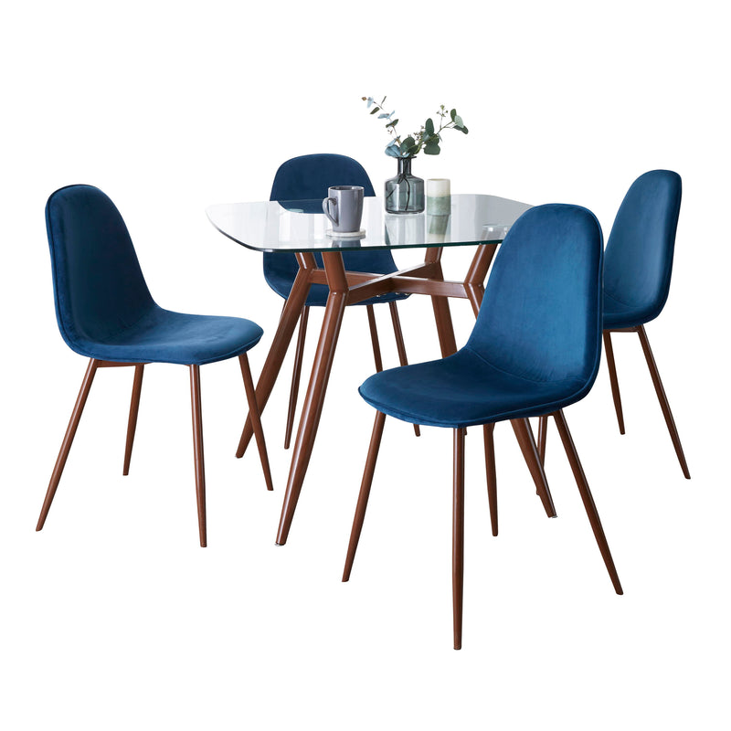 Clara Pebble - 5 Piece Square Tabletop Mid Century Modern Dining Set