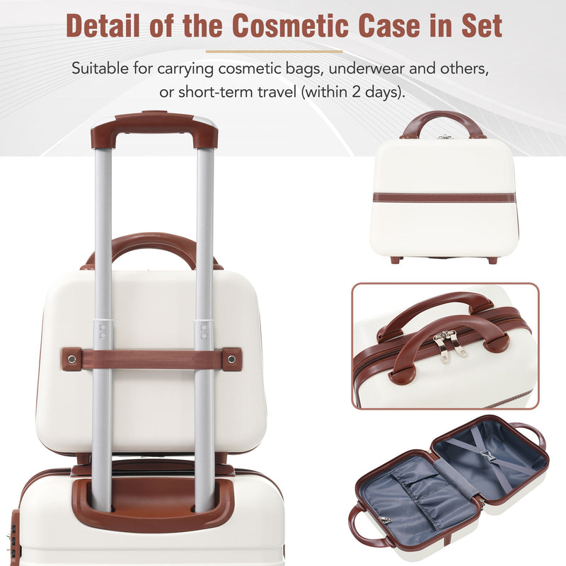 Hardshell Luggage Sets 3 Pieces 20" / 24" Luggages And Cosmetic Case Spinner Suitcase With Tsa Lock Lightweight