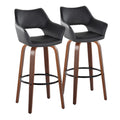 Mustang - Contemporary Fixed Height Barstool With Swivel & Round Footrest (Set of 2)