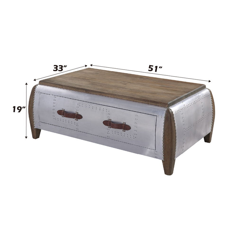 Brancaster - Coffee Table - Antique Oak & Aluminum