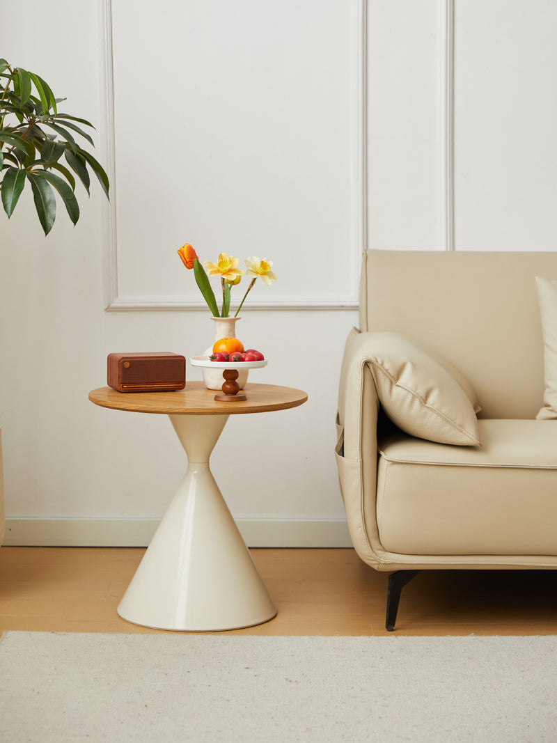 Round Coffee Table - Brown / White