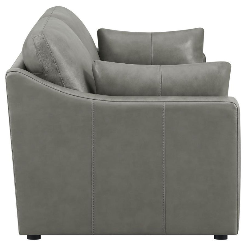 Grayson - Leather Upholstered Sloped Arm Loveseat - Gray