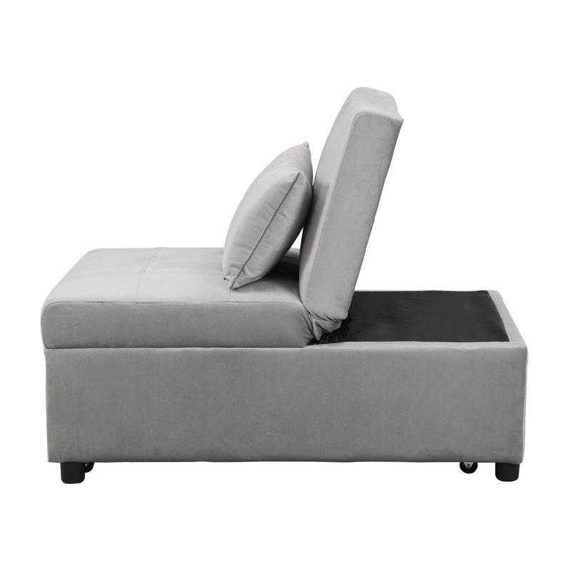 Folding Ottoman Sofa Bed - Gray Fabric