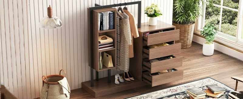 Wardrobe With 4 Drawers And 3 Shelves