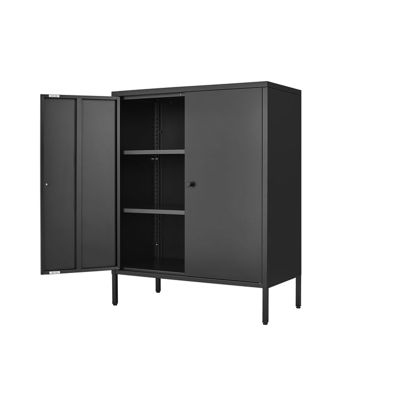 Kitchen Buffet Server Table Accent Sideboard Cupboard Server Buffet Console Table With Doors Cabinet - Black