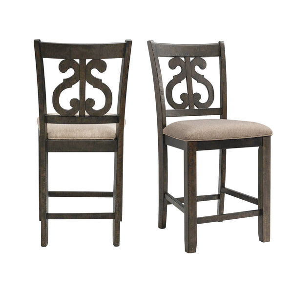 Stone - Counter Swirl Back Side Chair (Set of 2) - Smokey Walnut