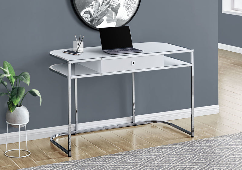 Computer Desk For Home Office, Laptop, Storage Drawers, Contemporary And Modern - White