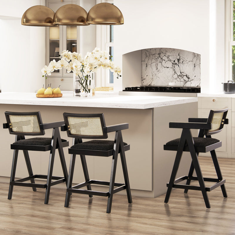 Milan - Modern Webbing Back Stool With Arms (Set of 3)