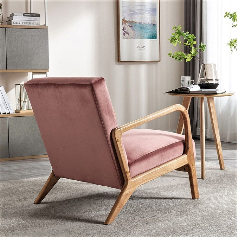 Classic Mid-Century Modern Accent Chairs, Open Framed Armchair With Cushioning