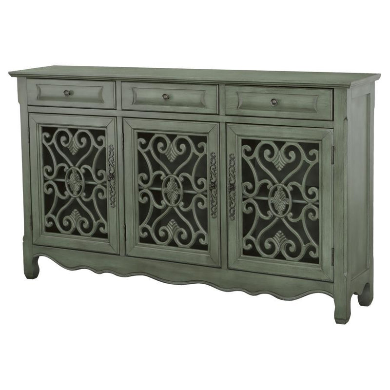 Madeline - 3-Drawer Scrollwork Accent Cabinet - Antique Green - Atlantic Fine Furniture Inc