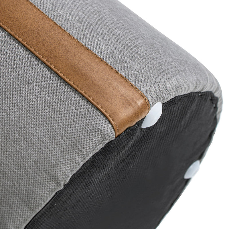 Brandy - Round Upholstered Storage Ottoman With Leather Accent