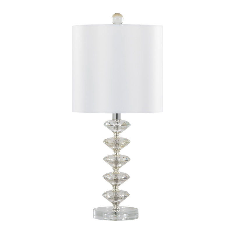 Diamond - Stacked Contemporary Crystal Table Lamp (Set of 2) - Clear / Off White / Chrome