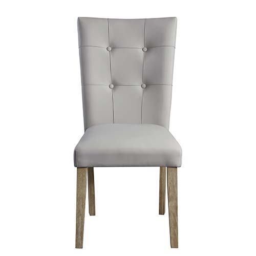 Charnell - Side Chair (Set of 2) - Gary PU & Oak Finish - Atlantic Fine Furniture Inc