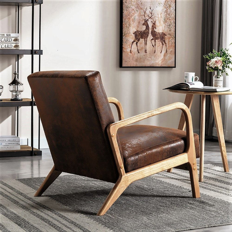 Classic Mid-Century Modern Accent Chairs, Open Framed Armchair With Cushioning