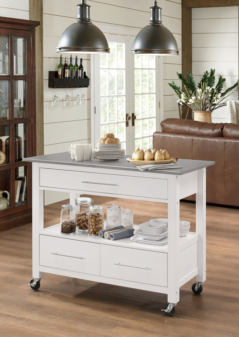 Ottawa - Kitchen Cart - Stainless / White