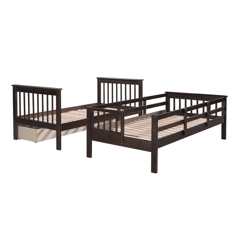 Stairway Twin-Over-Twin Bunk Bed with Three Drawers for Bedroom, Dorm - Espresso(Old sku: LP000309AAP)