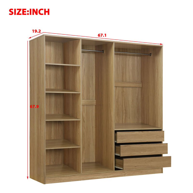 Doorless Storage Wardrobe For Dedroom With Shelves And 3 Drawers