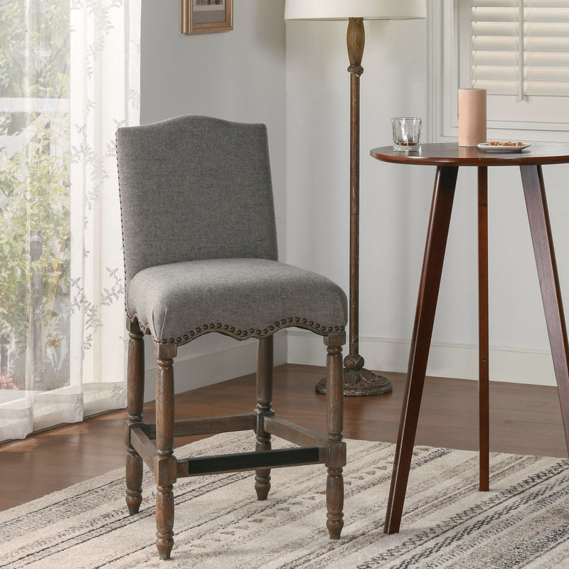 Odette - Farmhouse Upholstered Counter Height Bar Stool - Heathered Gray