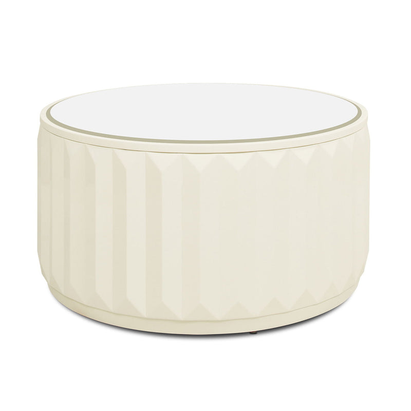 Facino - Round Storage Coffee Table - White Birch